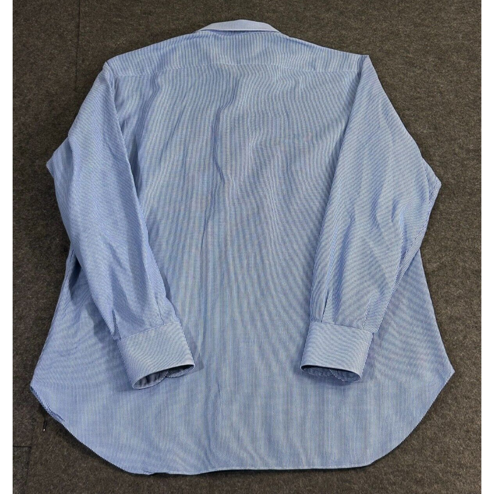 Brioni for Nieman Marcus Blue Micro Check Spread Collar Men's Dress Shirt 15.5 - Picture 6 of 6